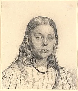 Ung pige. Brystbillede by Christen Købke