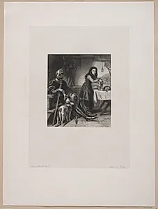 Ung pige hos en kriger i rustning by Joel Ballin