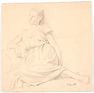 Ung pige i sofa by Hans Smidth