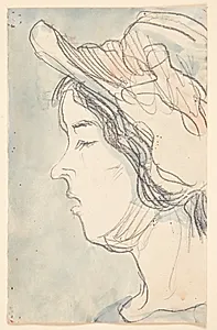 Ung pige med hat, profil t.v. by Harald Giersing