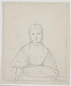 Ung pige med kurv by Jørgen Roed