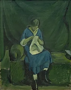 Ung pige med sytøj by Harald Giersing