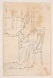 Ung pige siddende ved et vindue by Christen Købke