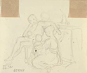 Ungt ægtepar og børn by Wilhelm Marstrand