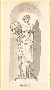 Urania som statue i en niche by Nicolai Abildgaard