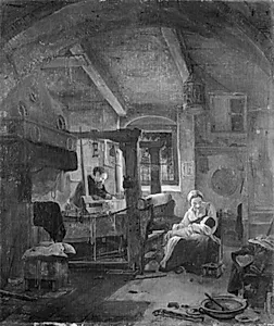 Væveren ved arbejdet i sit hjem by Thomas Wijck