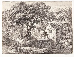 Vandmølle i en skov by Anthonie Waterloo