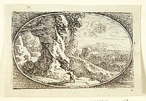 Vandrere på en landevej, der fører gennem en klippe by Herman van Swanevelt