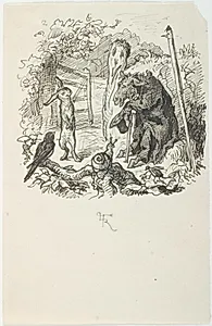 Variant af begyndelsesvignetten til H.C. Andersen, Hurtigløberne by Lorenz Frølich
