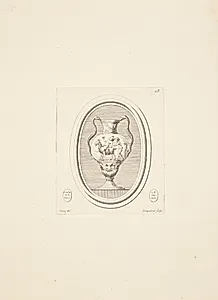 Vase med maske og reptil-håndtag, en nøgen figur der bærer på en kop og rider på en ged, efterfulgt af en satyr by Madame de Pompadour