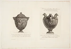 Vase med masker og vase med grifhoveder by Giovanni Battista Piranesi
