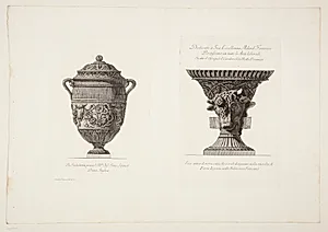 Vase med oksekranier og vase med tyrehoveder by Giovanni Battista Piranesi