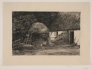 Ved bondehuset by Carl Bloch