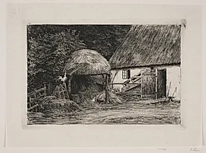 Ved bondehuset by Carl Bloch
