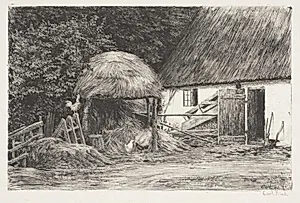 Ved bondehuset by Carl Bloch