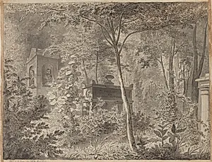Ved Molières gravmæle i Jardin Elysée des Petits Augustins, Paris. 10. Juni (1811) by C.W. Eckersberg