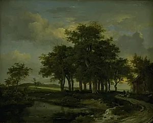 Vej forbi egetræer, aften by Jacob Isaacksz. van Ruisdael
