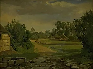 Vej gennem en dansk landsby by Thorald Læssøe