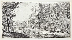 Vej i udkanten af en skov by Albert Flamen