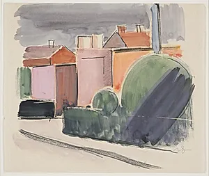 Vej med huse by Vilhelm Lundstrøm