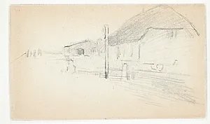 Vej med huse by Albert Gottschalk