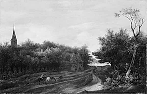 Vej ved en landsby by Guillaum Du Bois
