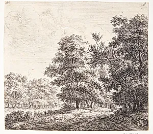 Vejkryds i en skov by Anthonie Waterloo