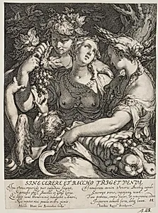 Venus mellem Bakkus og Ceres (Sine Cerere et Baccho friget Venus) by Jan Saenredam
