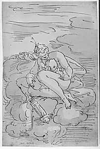 Venus og Amor i skyerne by Ubekendt