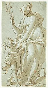 Venus underviser Amor, der læser i en bog by Giovanni Battista della Rovere