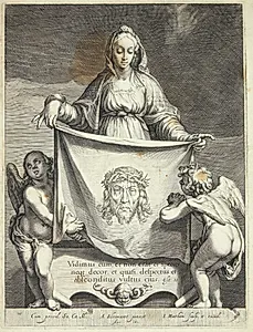 Veronika fremvisende svededugen by Jacob Matham