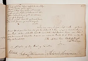 Vers på fransk og hilsner fra Bothilde Riegels Horneman samt Anthon og Hendrick Horneman by Ubekendt