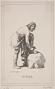 Vidar. Illustration til Fabricius' Danmarks historie 1, 143.