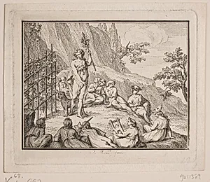 Vignet. Bacchus og muserne by J.M. Preisler