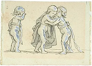 Vignet med børn, der tager afsked by Lorenz Frølich