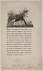 Vignet og tekst til "Portrætter med Biographier [...]" 1 hefte by Gerhard Ludvig Lahde