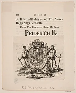 Vignet til Frederik V's Søkrigsartikelsbrev by Odvardt Helmoldt de Lode