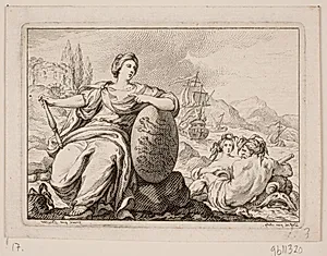 Vignet til P. H. Mallet: Histoire de Danemarc I, 1758 by J.M. Preisler