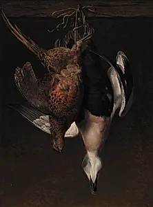 Vildstykke med fasan og edderfugl by J.L. Jensen