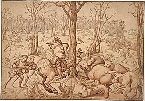 Vildsvinejagten by Bernard van Orley