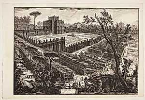 Villa Pamphili udenfor Porta San Pancrazio, i det fjerne villaerne Corsini og Ferroni by Giovanni Battista Piranesi