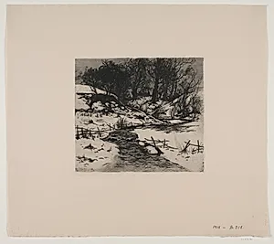 Vinter vandløb ved en skov by Thorvald Niss