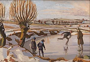 Vinteren er kommet. Landskab med skøjteløbere by Fritz Syberg