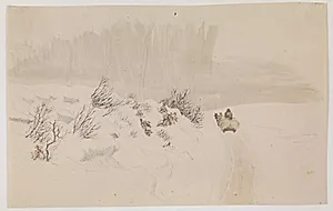 Vinterlandskab med slæde by Vilhelm Kyhn