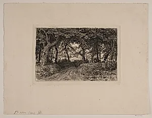Vogn på skovvej by Niels Skovgaard