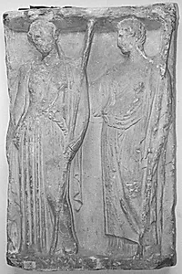 Votivrelief. Demeter og Persefone by Ubekendt