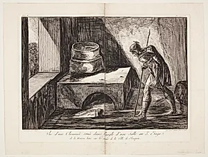 Vue d'une Cheminée dans l'angle d'une salle au 3e. Etage, de la maison batie sur les murs de la Ville de Pompeiia by Francesco Piranesi
