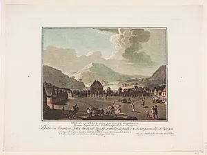 Vue d'une Place dans la ville de Bergen by Georg Haas