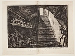 Vue de la Cave spacieuse ou Cantine, qui regnoit sous les trois Ailes du Cavedium, cour de la Maison de Campagne à Pompeiia by Francesco Piranesi