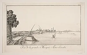 "Vüe de la grande Mosquée Atter Ennabi". Illustration til Frederik Lodvig Norden, "Voyage d'Egypte et de Nubie", København 1755